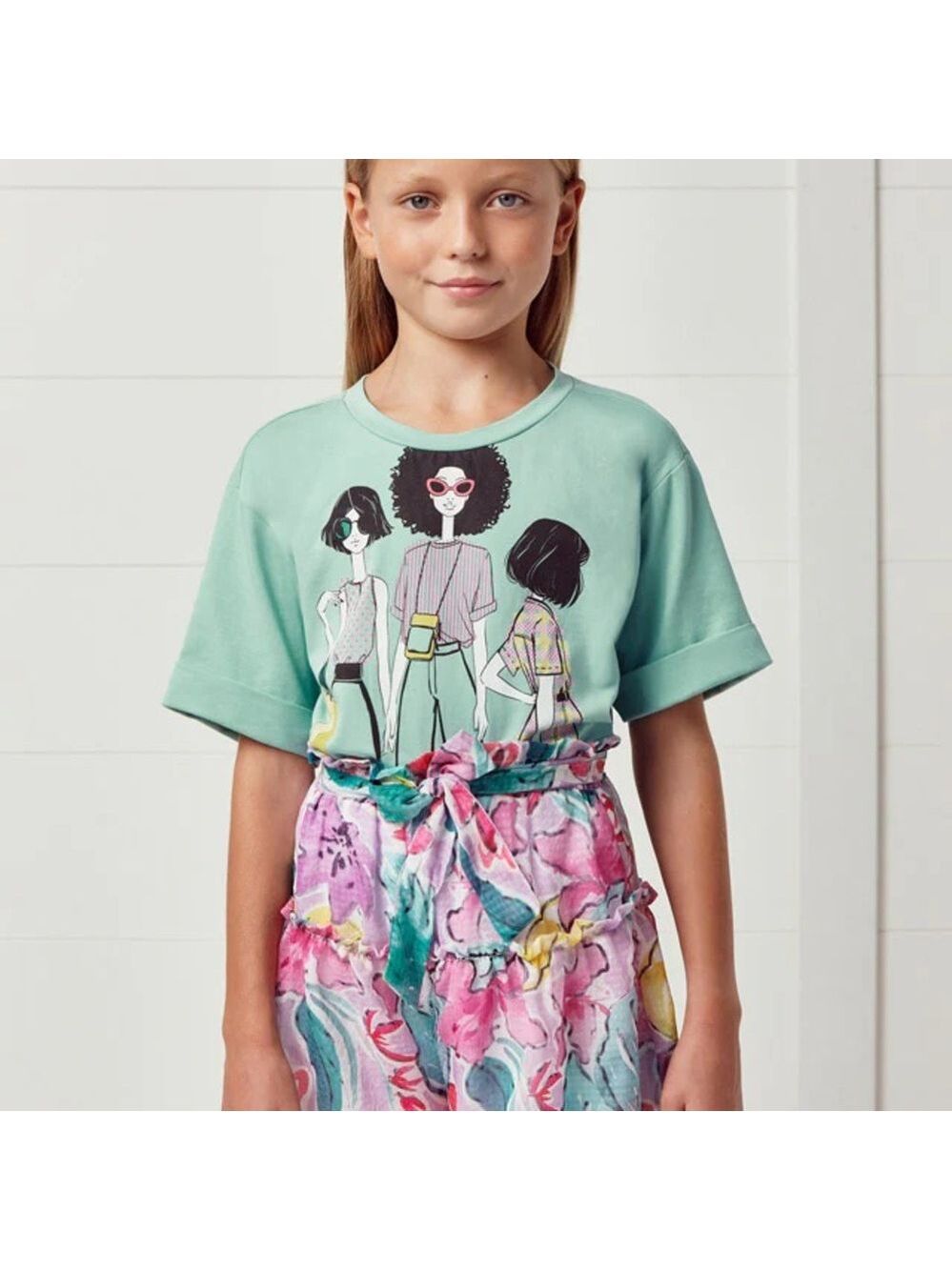 Size 10 Girls Mayoral Vibrant Floral Kids Short